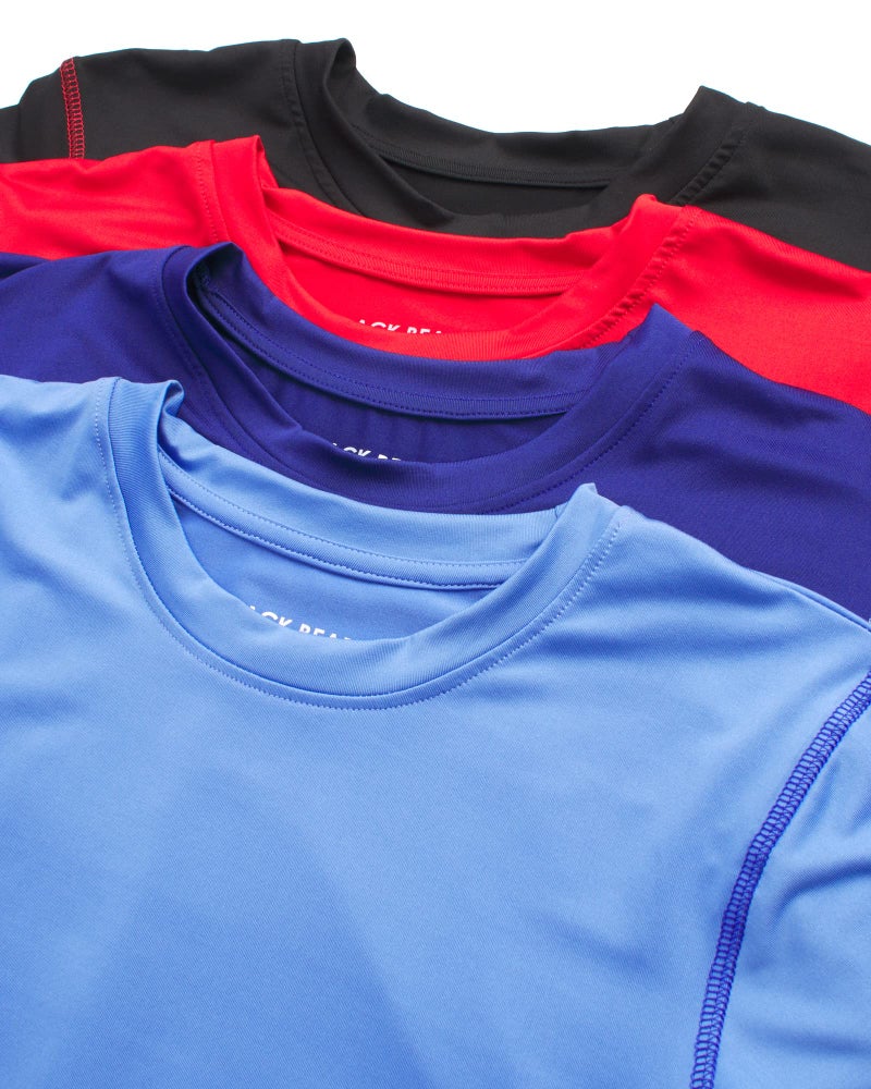 Black Bear Boys Active Shirt - 4 Pack Athletic Performance Dry Fit Youth Shirt for Boys - Short Sleeve Kids Tshirts, Size 12-14, Light Blue/Navy/Black/Red - Image 3